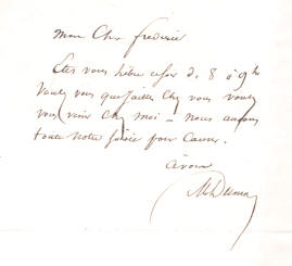 Handwritten letter by Alexandre Dumas pre